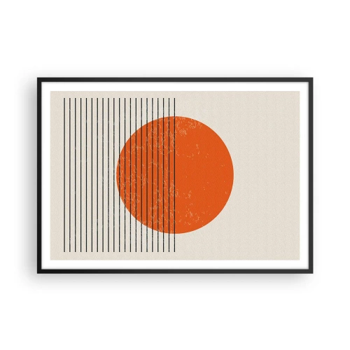 Poster in cornice nera - Sole minimalista con linee geometriche - 100x70cm - Sempre il sole - Decorazione murale moderna per soggiorno e camera da letto ARTTOR
