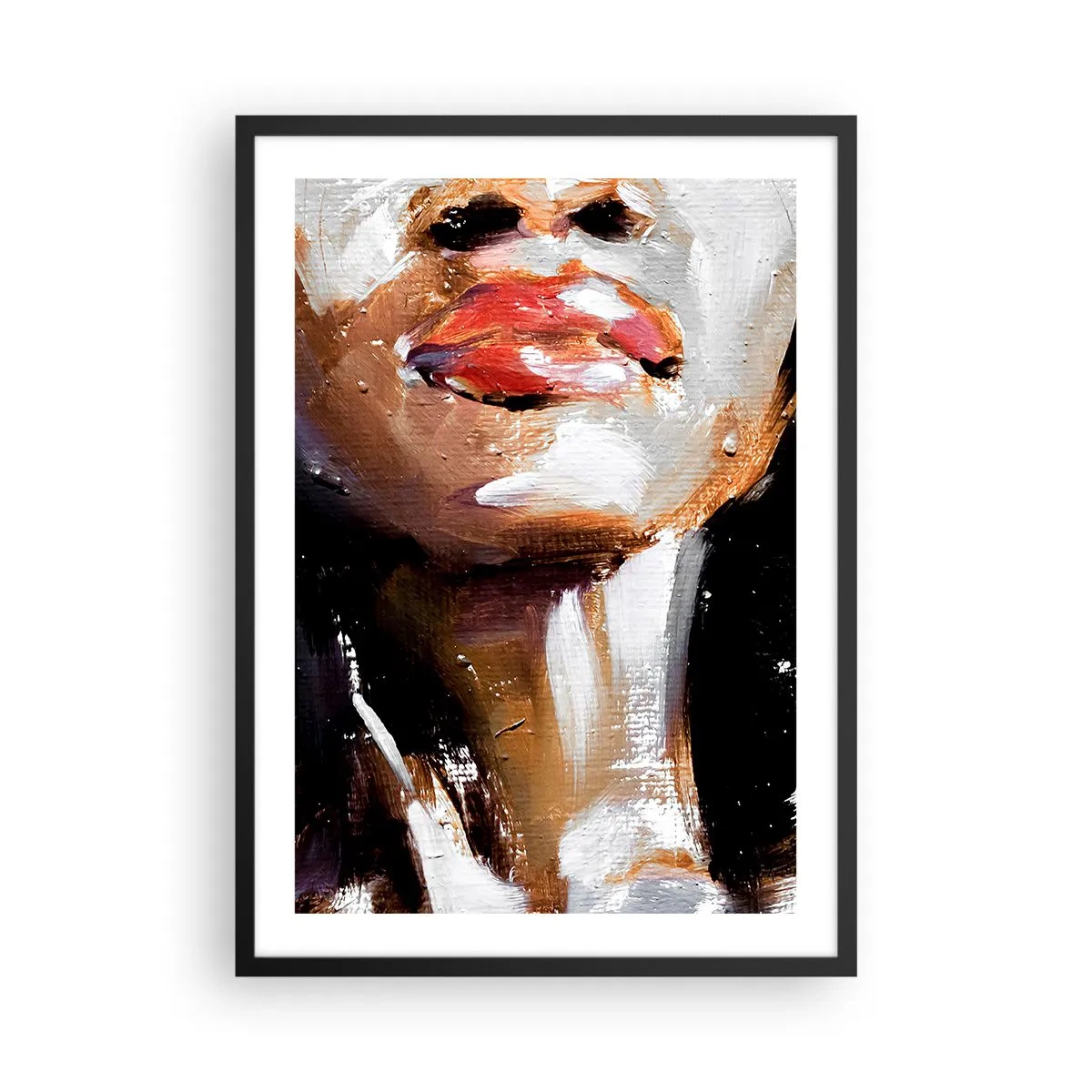 Poster in cornice nera - Ritratto astratto di una donna con labbra rosse - 50x70cm - Orgoglio senza pregiudizio - Decorazione murale moderna per soggiorno e camera da letto ARTTOR