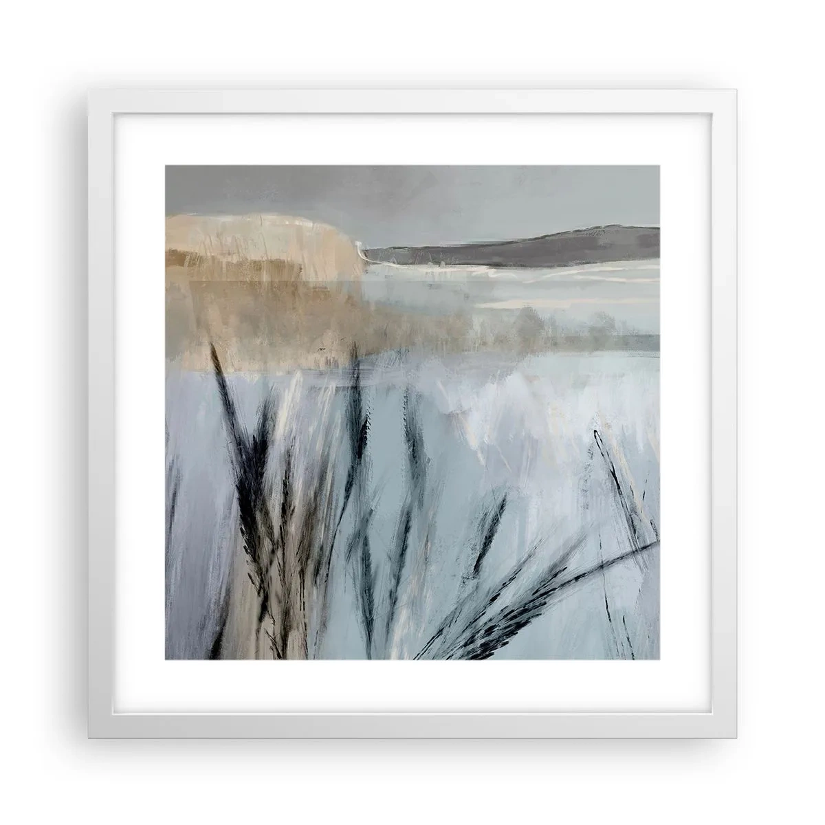 Poster in cornice bianca - Campi d'inverno - 40x40 cm