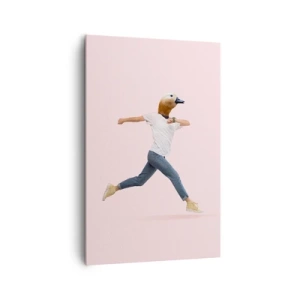 Quadro su tela - Stampe su Tela - Una figura surrealista con la testa di un'anatra in movimento - 80x120cm - Un pizzico di assurdo - Decorazione murale moderna per soggiorno e camera da letto ARTTOR