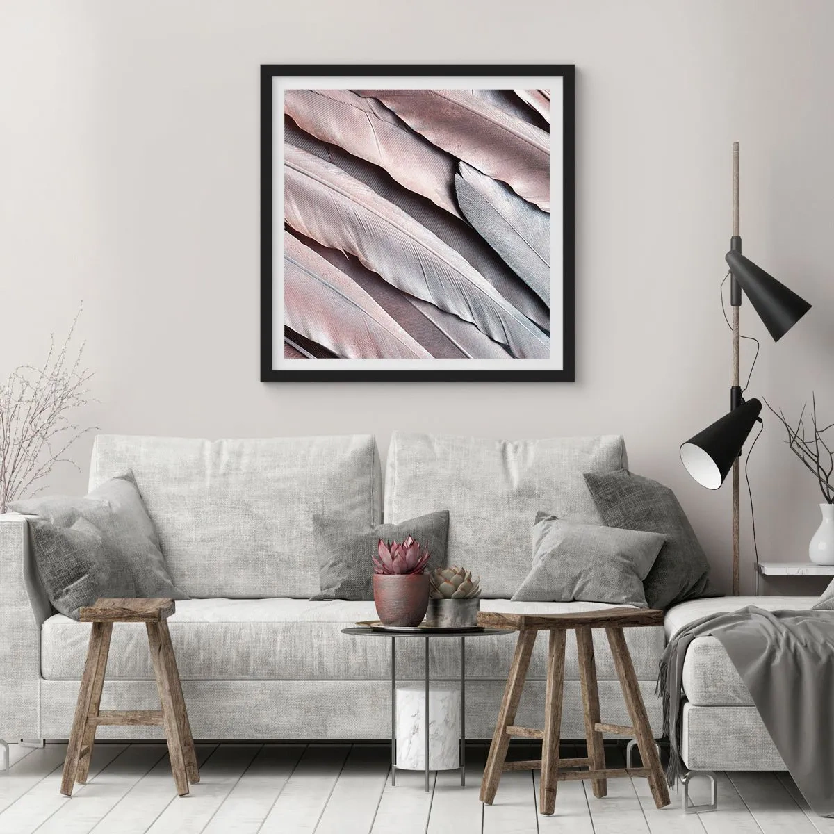 Poster in cornice nera - Argento rosato - 30x30 cm