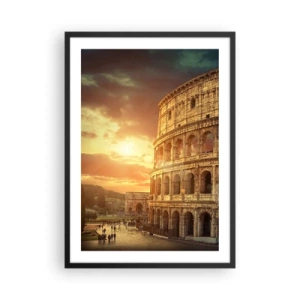 Poster in cornice nera - Il Colosseo a Roma al tramonto - 50x70cm - Impressione colossale - Decorazione murale moderna per soggiorno e camera da letto ARTTOR