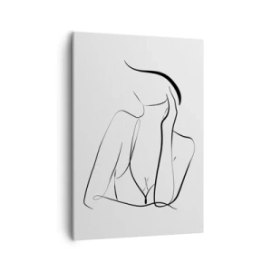 Quadro su tela - Stampe su Tela - Uno schizzo delicato di una silhouette femminile in stile minimalista - 50x70cm - Sull'onda dei sogni - Decorazione murale moderna per soggiorno e camera da letto ARTTOR