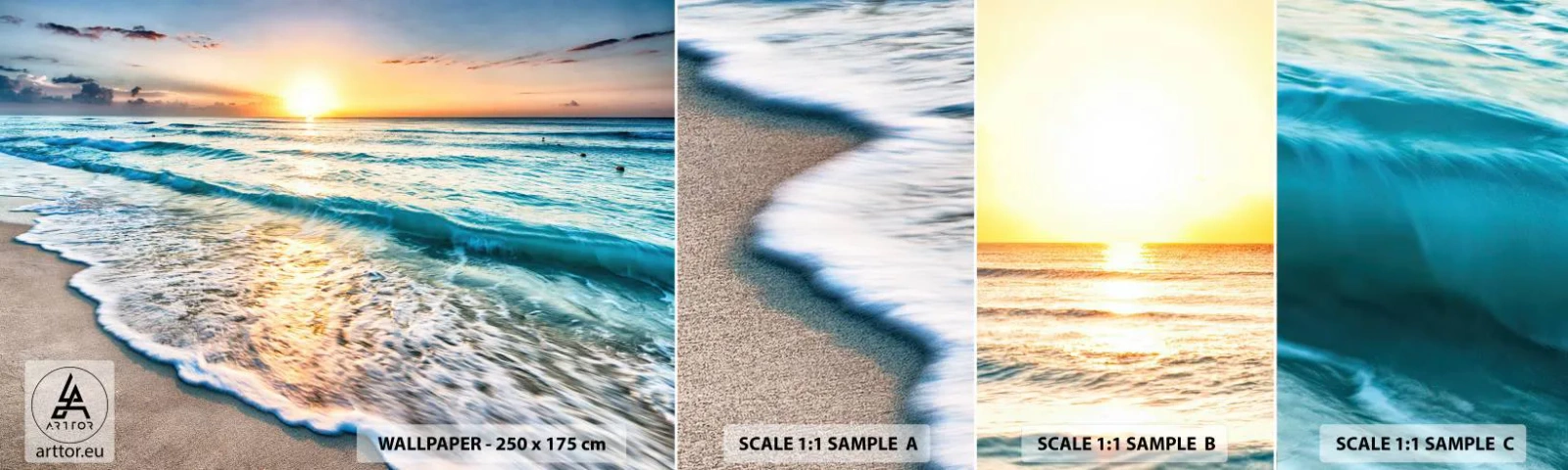 Campione Di Fotomurale Standard Eco - Tramonto sul mare - Paesaggio, Spiaggia, Tramonto - 100x30 cm