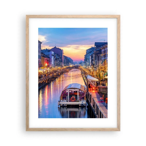 Poster in cornice rovere chiaro - Sera di luce e di divertimento - 40x50 cm