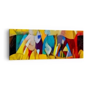 Quadro su tela - Stampe su Tela - Un'astrazione colorata che raffigura figure in forma geometrica - 140x50cm - Sole - vita - gioia - Decorazione murale moderna per soggiorno e camera da letto ARTTOR