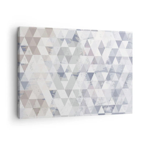 Quadro su tela - Stampe su Tela - Motivo geometrico a triangolo in tonalità pastello - 70x50cm - Al ritmo di tre - Decorazione murale moderna per soggiorno e camera da letto ARTTOR