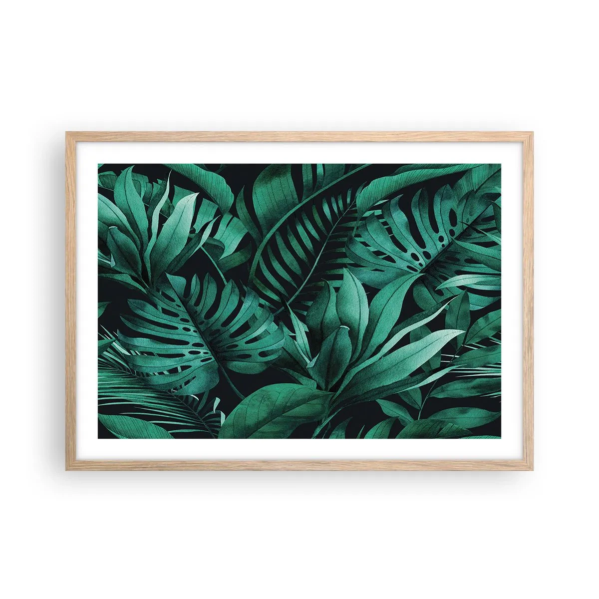 Poster in cornice rovere chiaro - Dal profondo del verde tropicale - 70x50 cm