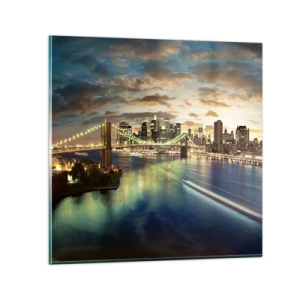 Quadro su vetro - Il cielo luminoso sopra Manhattan - 40x40 cm