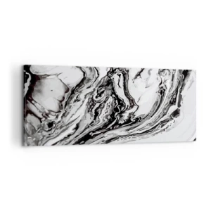 Quadro su tela - Stampe su Tela - Motivo astratto in marmo in bianco e nero - 120x50cm - All'inizio vi era il caos - Decorazione murale moderna per soggiorno e camera da letto ARTTOR