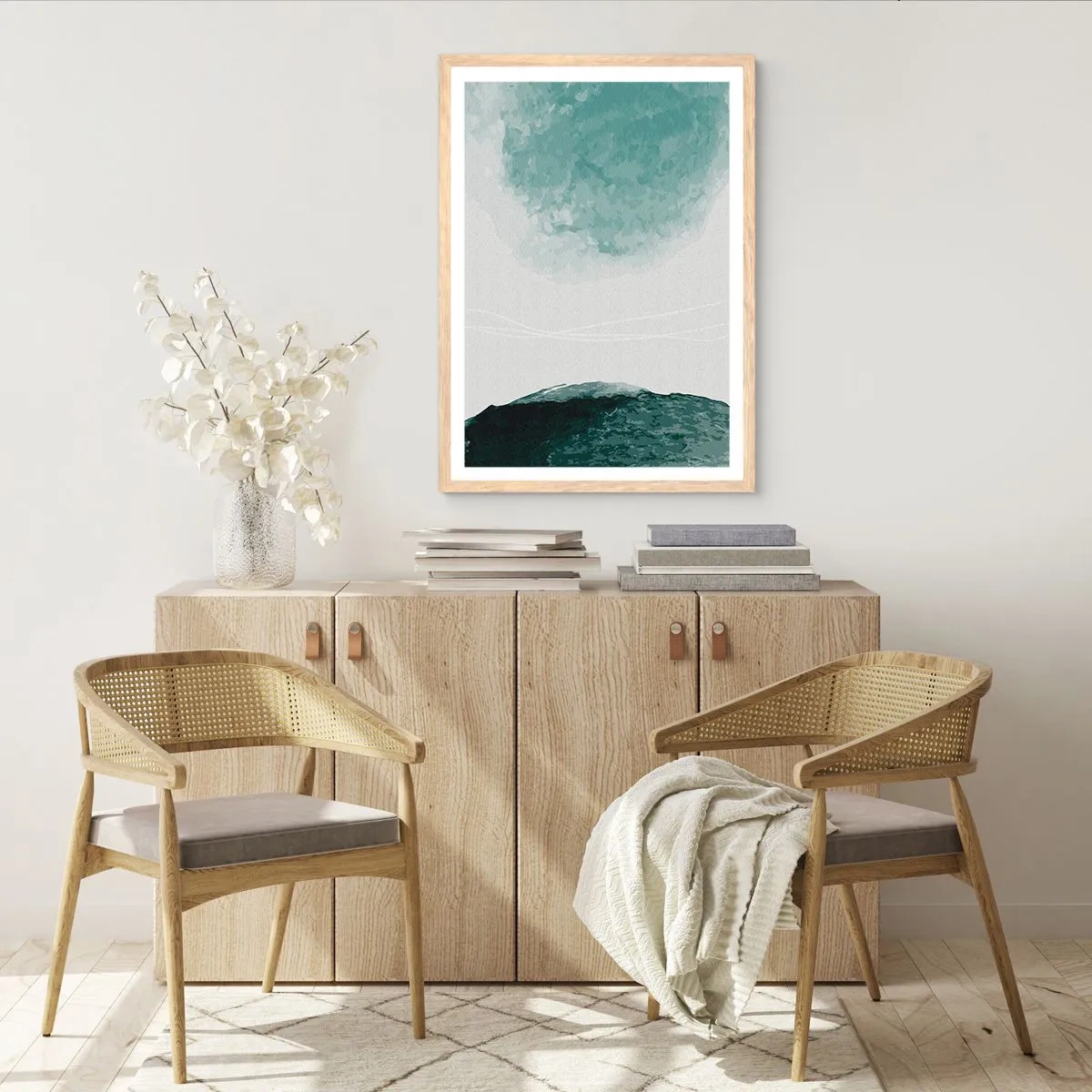 Poster in cornice rovere chiaro - Incontro con la nebbia - 50x70 cm