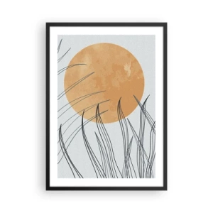 Poster in cornice nera - Una composizione minimalista con la luna e l'erba - 50x70cm - Sempre verso il sole - Decorazione murale moderna per soggiorno e camera da letto ARTTOR