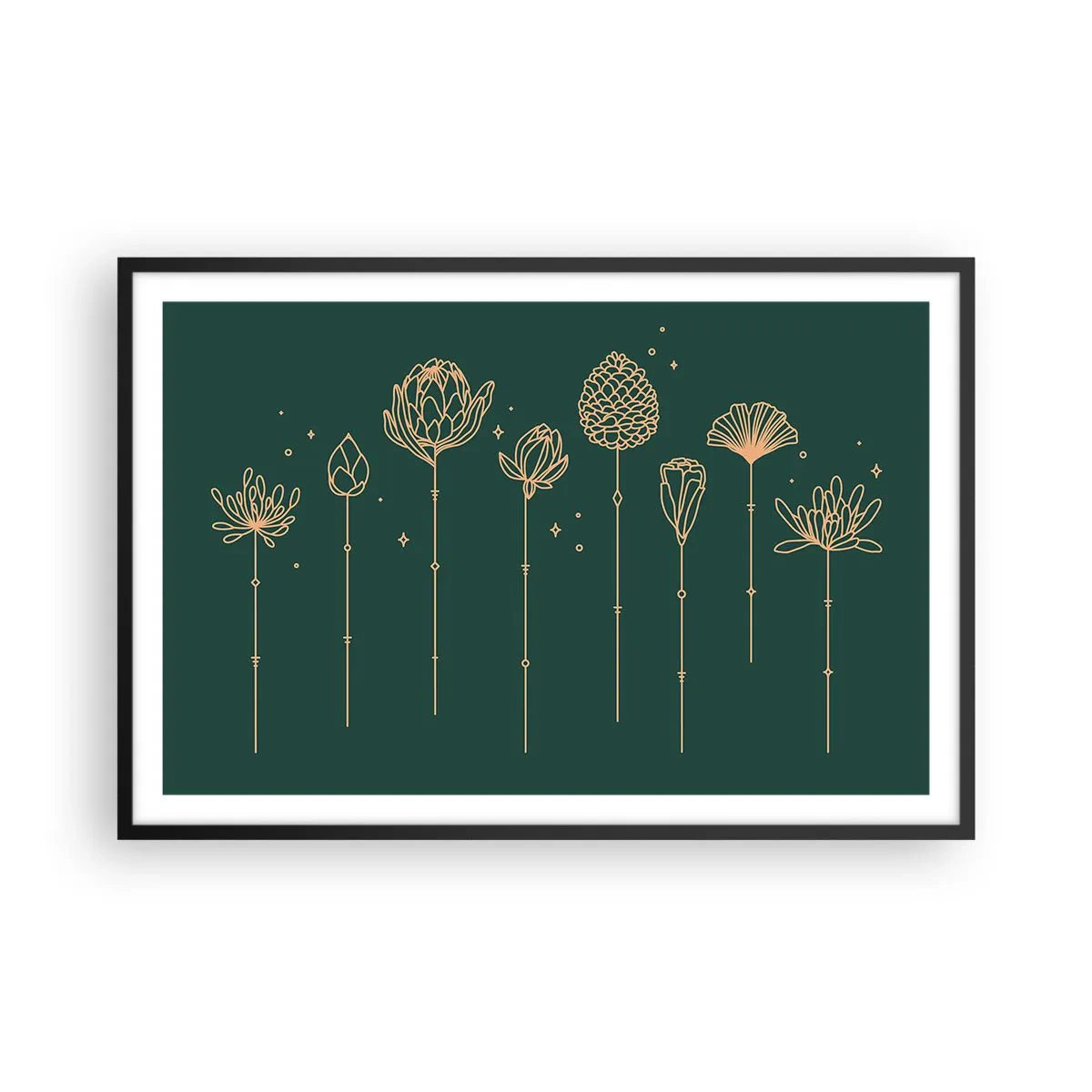 Poster in cornice nera - La famiglia delle erbe - 91x61 cm