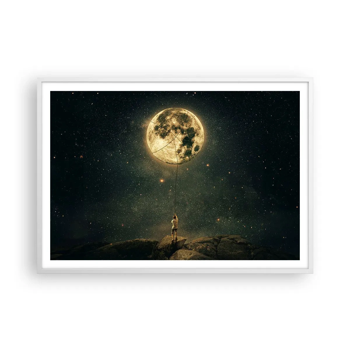 Poster in cornice bianca - Chi ha rubato la luna - 100x70 cm