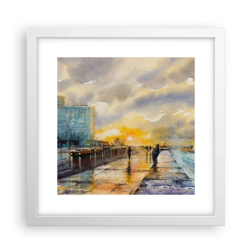 Poster in cornice bianca - Vita sulla costa - 30x30 cm