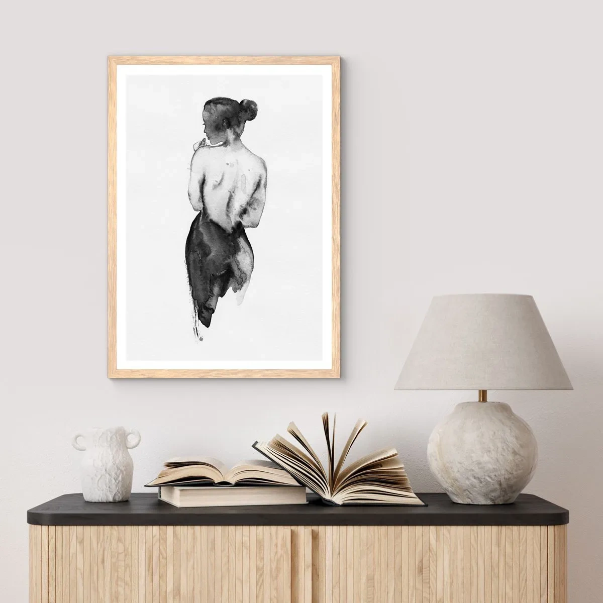 Poster in cornice rovere chiaro - Accanto a lei il mondo scompare - 30x40 cm