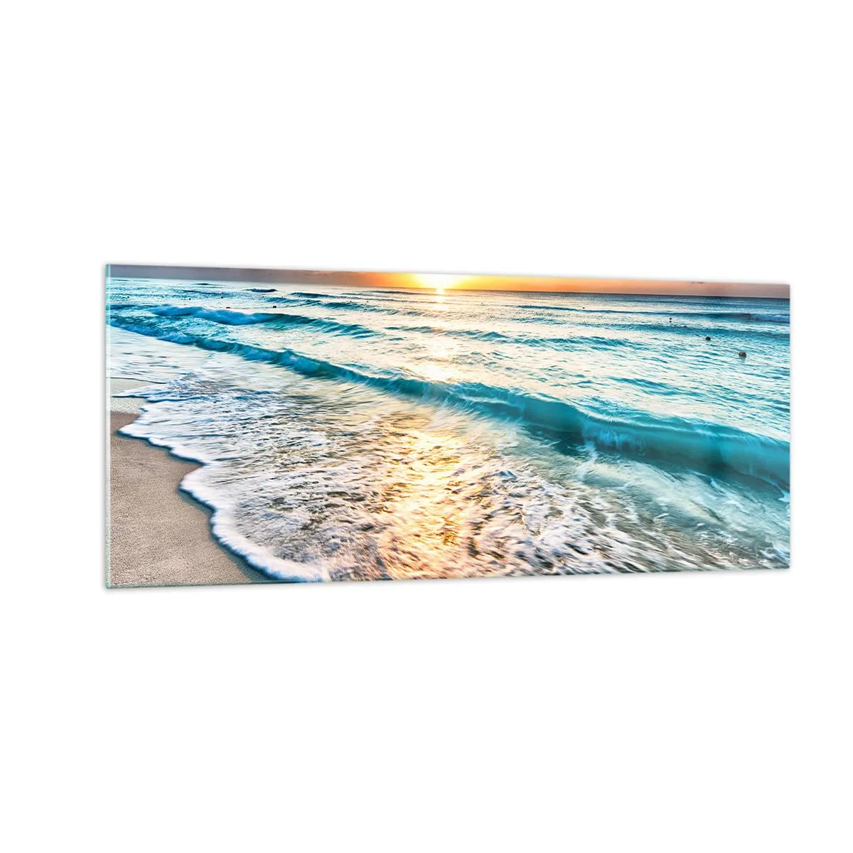Quadro su vetro - Tramonto sul mare - 100x40 cm