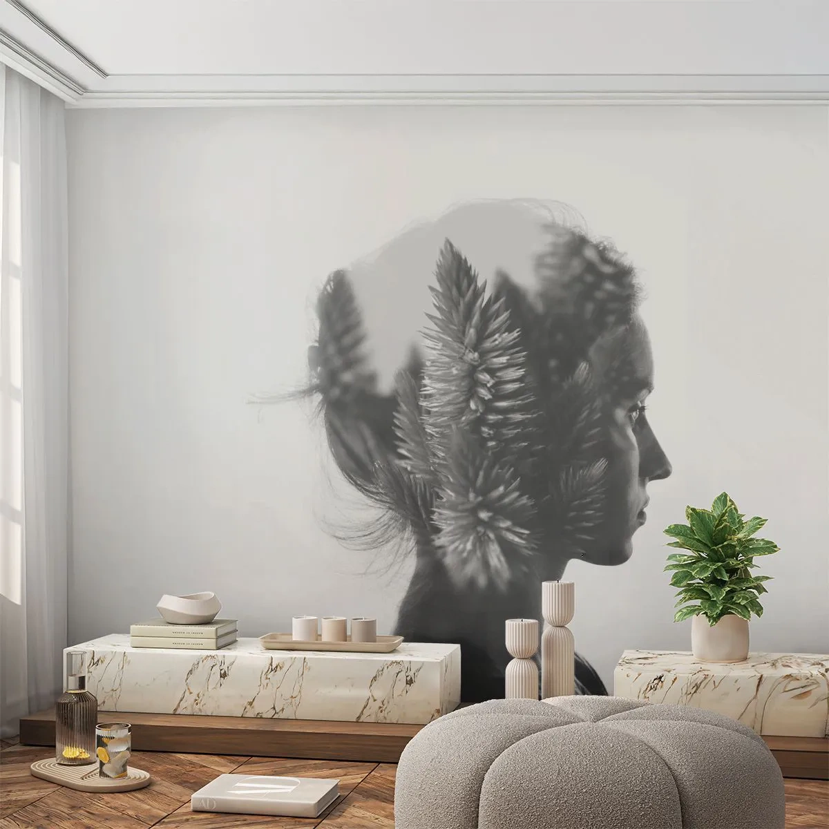 Fotomurali Premium Canvas - La signora della pineta - Astrazione, Donna, Pezzo - 250x175 cm