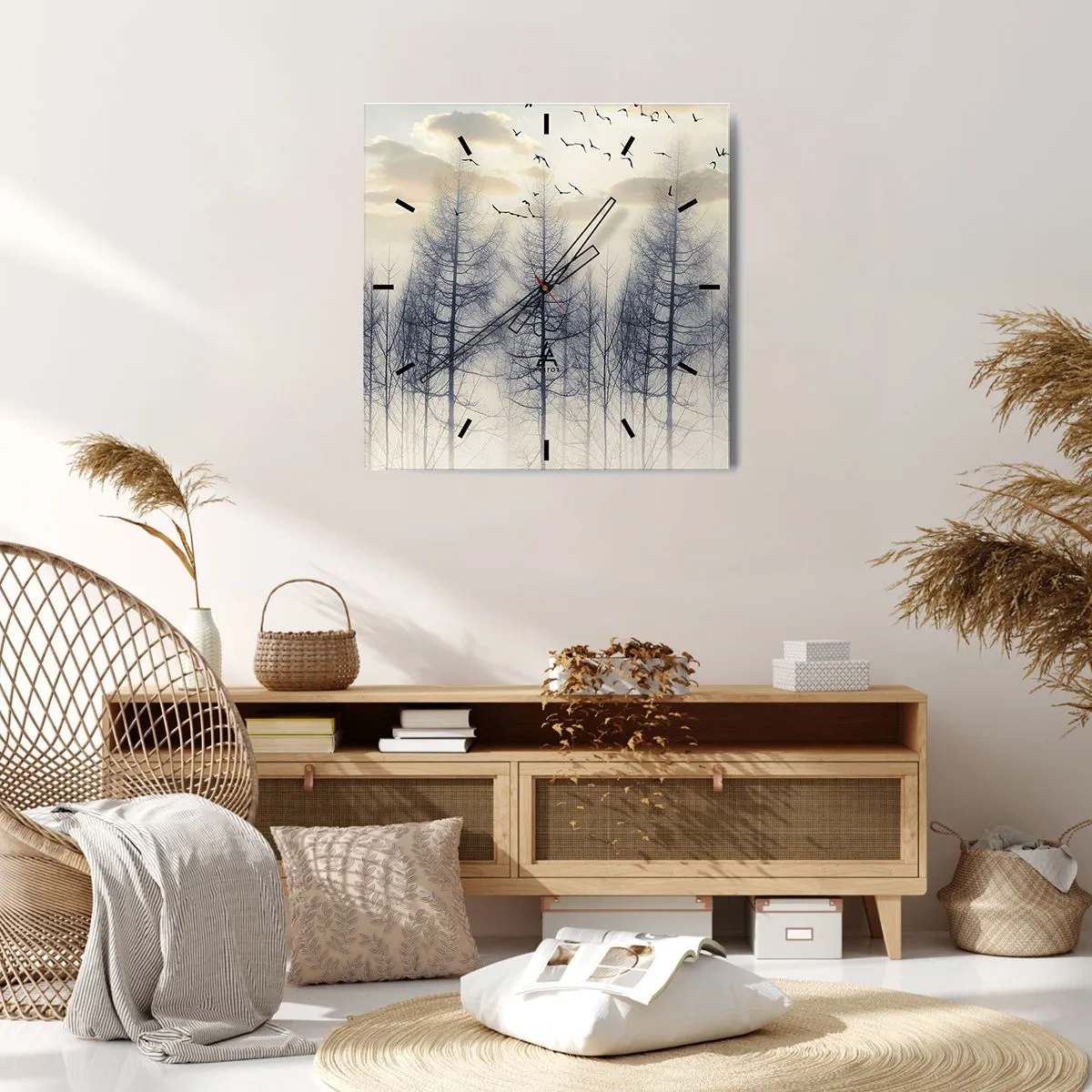 Orologio da parete - Orologio in Vetro - Lo spirito della foresta - 40x40 cm