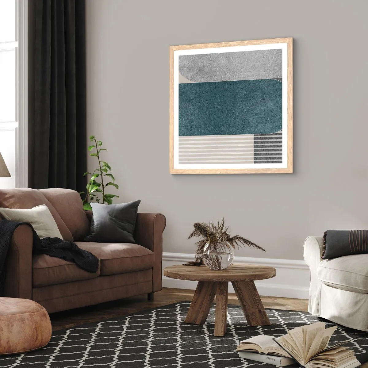 Poster in cornice rovere chiaro - Composizione orizzontale - 60x60 cm