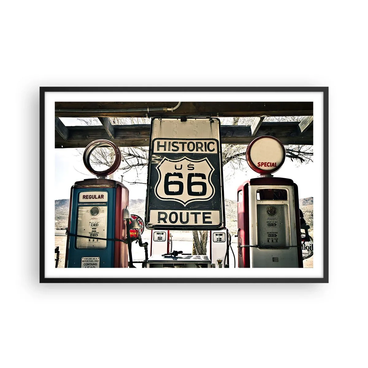 Poster in cornice nera - Viaggio retro americano - 91x61 cm