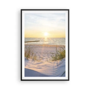 Poster in cornice nera - Rumore del mare, uccelli che cantano, spiaggia selvatica tra i cespugli... - 61x91 cm