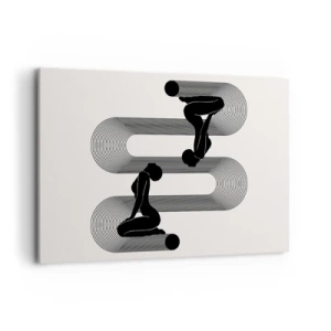 Quadro su tela - Stampe su Tela - Sagome nere con linee geometriche su sfondo chiaro - 120x80cm - Simmetria sensuale - Decorazione murale moderna per soggiorno e camera da letto ARTTOR