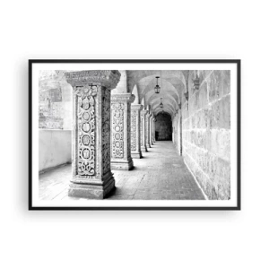 Poster in cornice nera - Colonne storiche in uno scatto monocromatico - 100x70cm - Dove porterà? - Decorazione murale moderna per soggiorno e camera da letto ARTTOR
