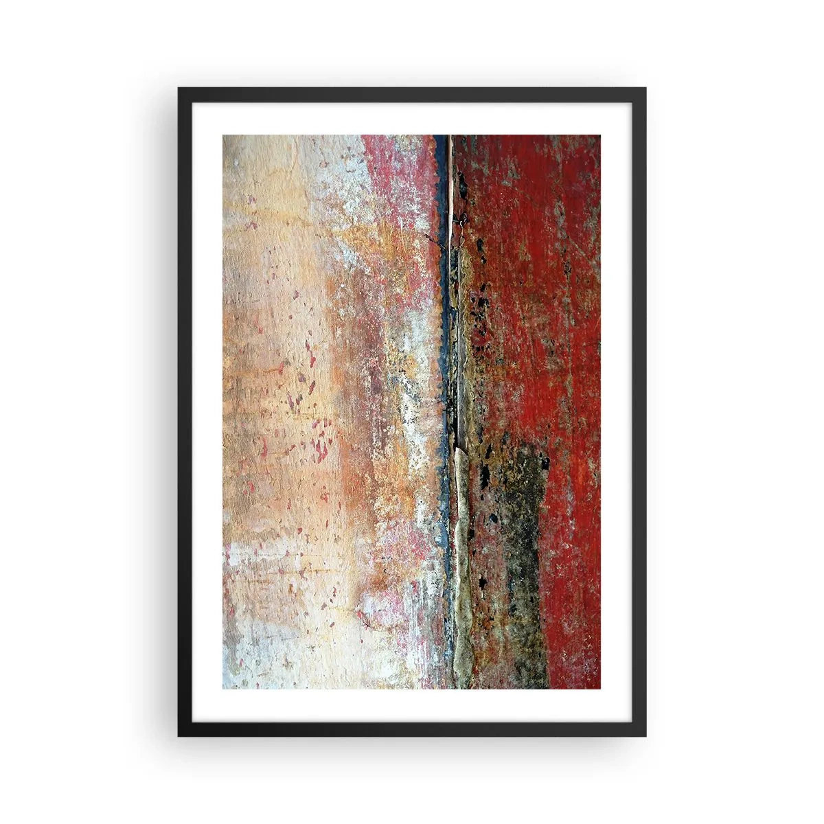 Poster in cornice nera - Texture astratta con abrasioni in rosso e beige - 50x70cm - Forse è il mare - Decorazione murale moderna per soggiorno e camera da letto ARTTOR