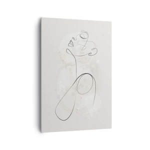 Quadro su tela - Stampe su Tela - Contorno del viso minimalista con un fiore su uno sfondo chiaro - 70x100cm - La spirale della bellezza - Decorazione murale moderna per soggiorno e camera da letto ARTTOR