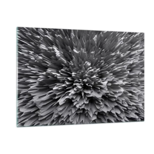 Quadro su vetro - Struttura 3D astratta in bianco e nero con bordi netti - 120x80cm - Spigolosità massima - Decorazione murale moderna per soggiorno e camera da letto ARTTOR