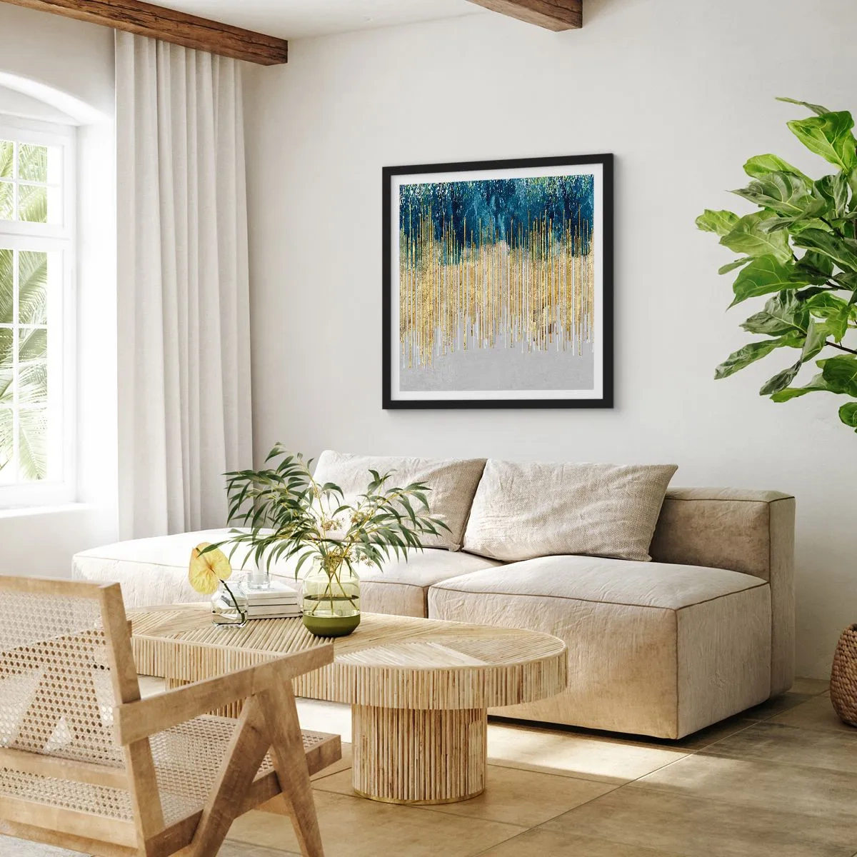 Poster in cornice nera - Confine dorato - 40x40 cm