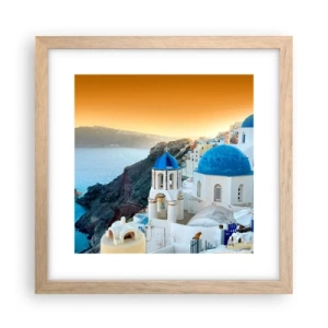 Poster in cornice rovere chiaro - Santorini: aggrappate alle rocce - 30x30 cm