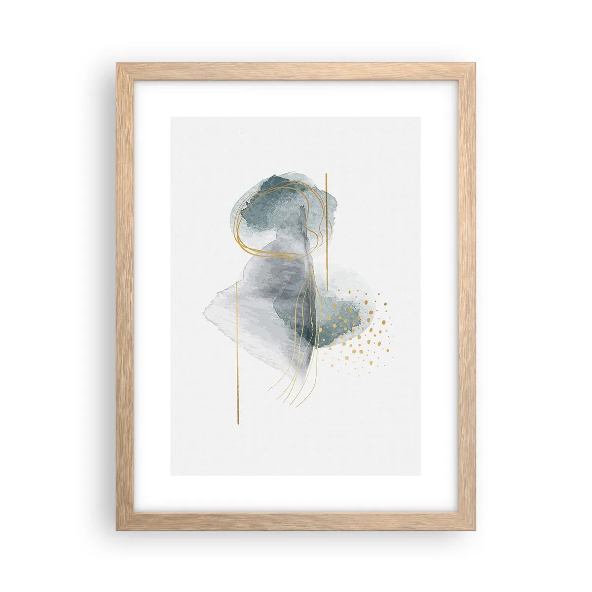 Poster in cornice rovere chiaro - Sui legami del grigio e dell'oro - 30x40 cm