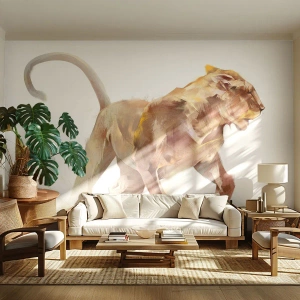 Fotomurali Autoadesivo Deluxe Sticker - Grazia selvatica - Animali, Leone, Astrazione - 350x256 cm