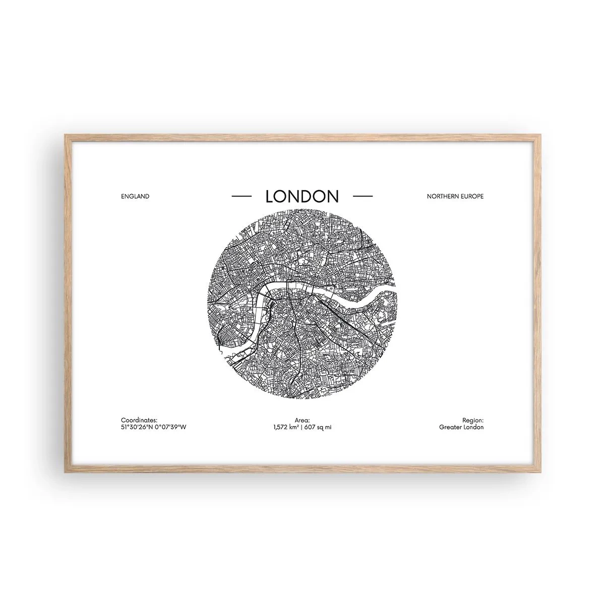 Poster in cornice rovere chiaro - Anatomia di Londra - 100x70 cm