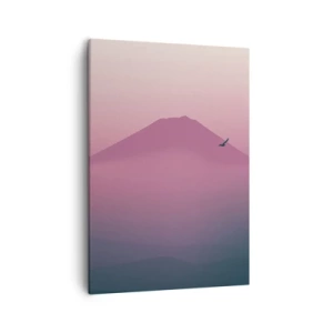 Quadro su tela - Stampe su Tela - Paesaggio minimalista con montagne e uccelli all'alba - 50x70cm - Viandanti sopra le nuvole - Decorazione murale moderna per soggiorno e camera da letto ARTTOR