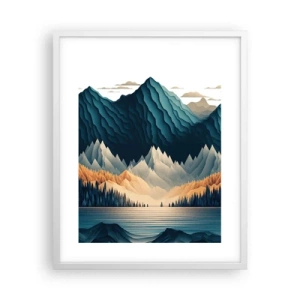 Poster in cornice bianca - Perfetto paesaggio montano - 40x50 cm