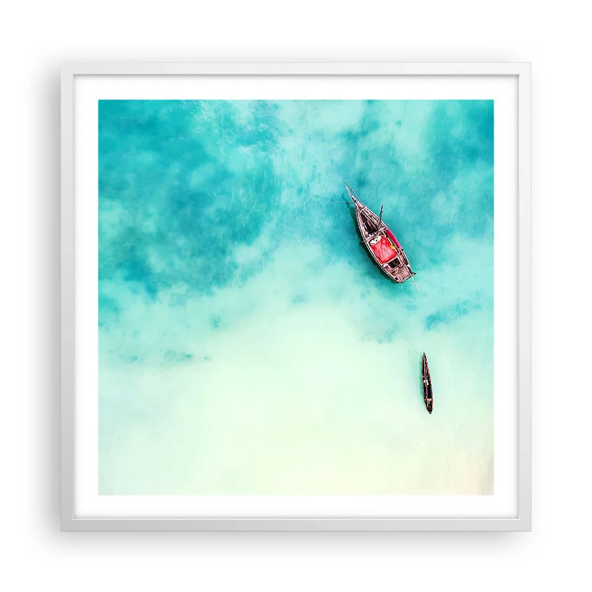 Poster in cornice bianca - Nelle spiagge di Zanzibar, quando c'è troppa acqua... - 60x60 cm