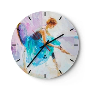 Orologio da parete - Orologio in Vetro - Rappresentazione artistica di una ballerina in colori pastello - 30x30cm - Grazia ineffabile, fascino sottile - Decorazione murale moderna per soggiorno, cucina e camera da letto ARTTOR