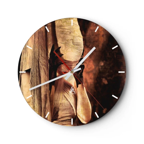 Orologio da parete - Orologio in Vetro - Una figura avvolta in bende in una luce artistica - 30x30cm - Tra il bene e il male - Decorazione murale moderna per soggiorno, cucina e camera da letto ARTTOR