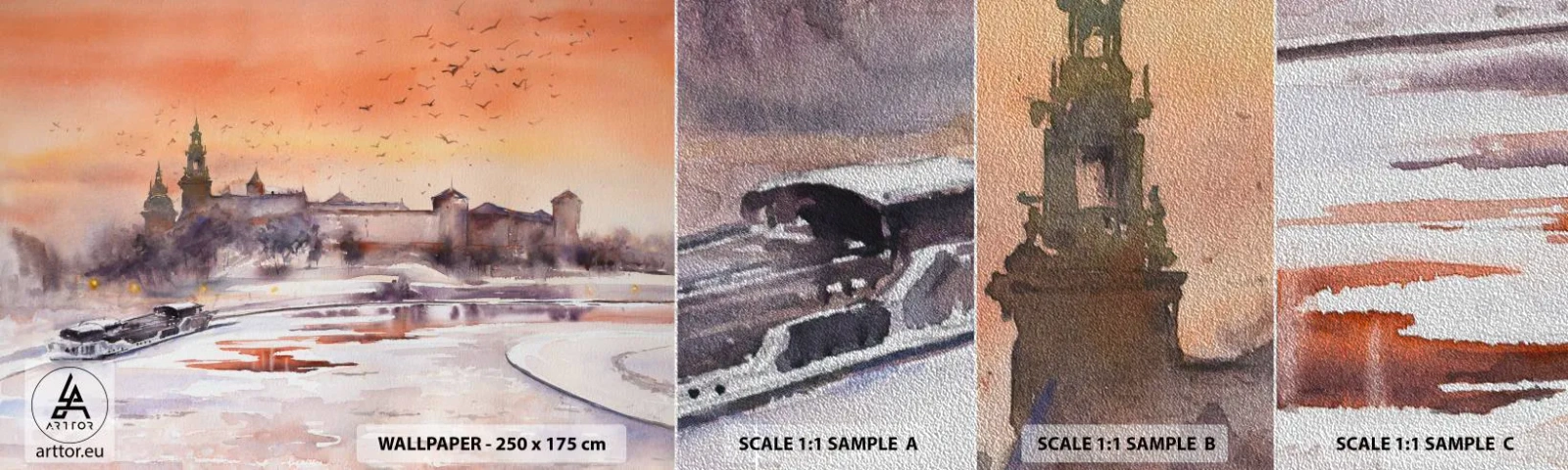 Campione di Fotomurale Premium Sand - Tramonto reale - Paesaggio, Paesaggio, Classico - 100x30 cm