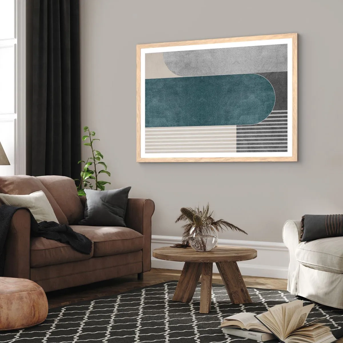 Poster in cornice rovere chiaro - Composizione orizzontale  - 91x61 cm