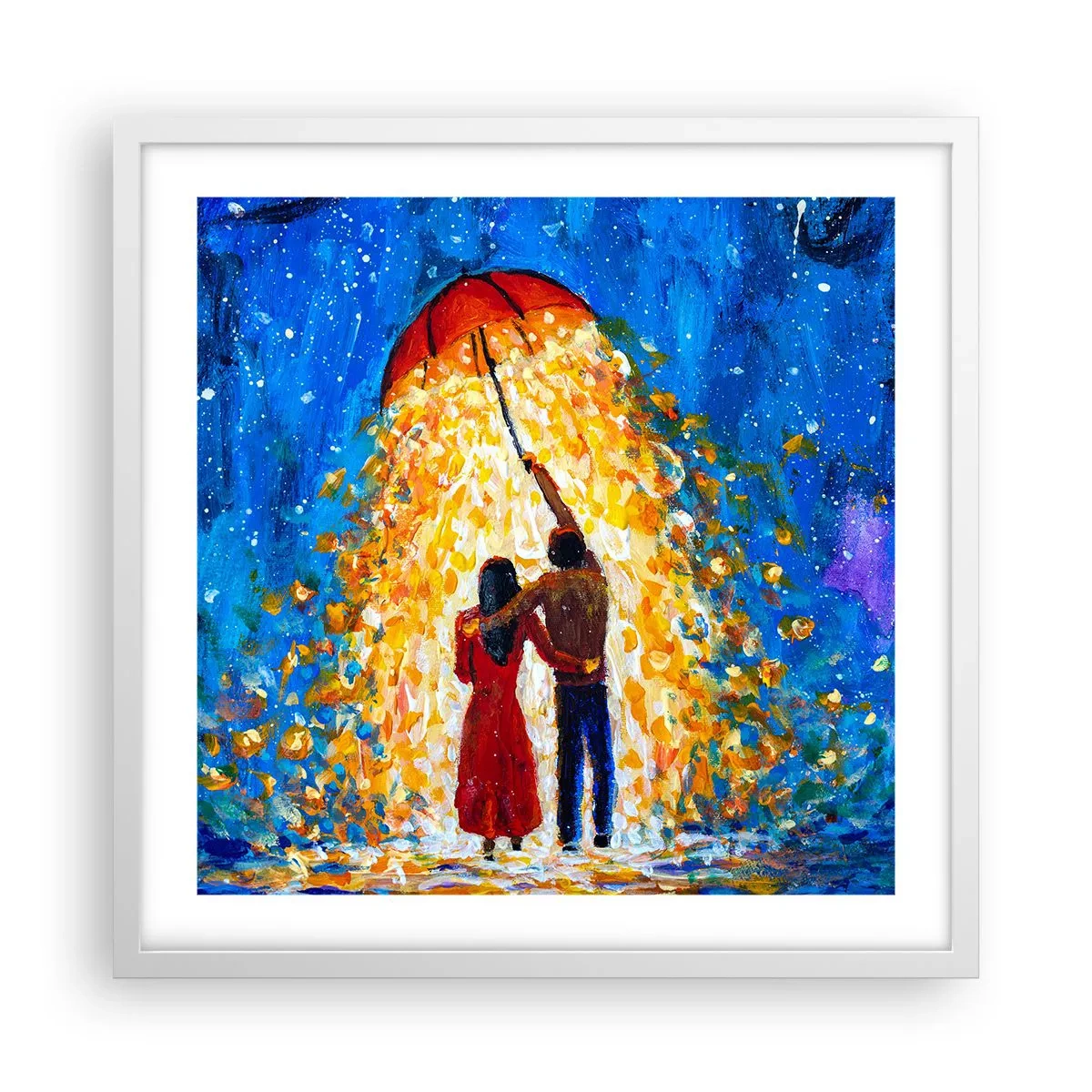 Poster in cornice bianca - La magia di una sera piovosa? - 50x50 cm