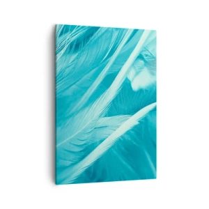 Quadro su tela - Stampe su Tela - Delicate piume turchesi in primo piano - 50x70cm - Annegare nel morbido - Decorazione murale moderna per soggiorno e camera da letto ARTTOR