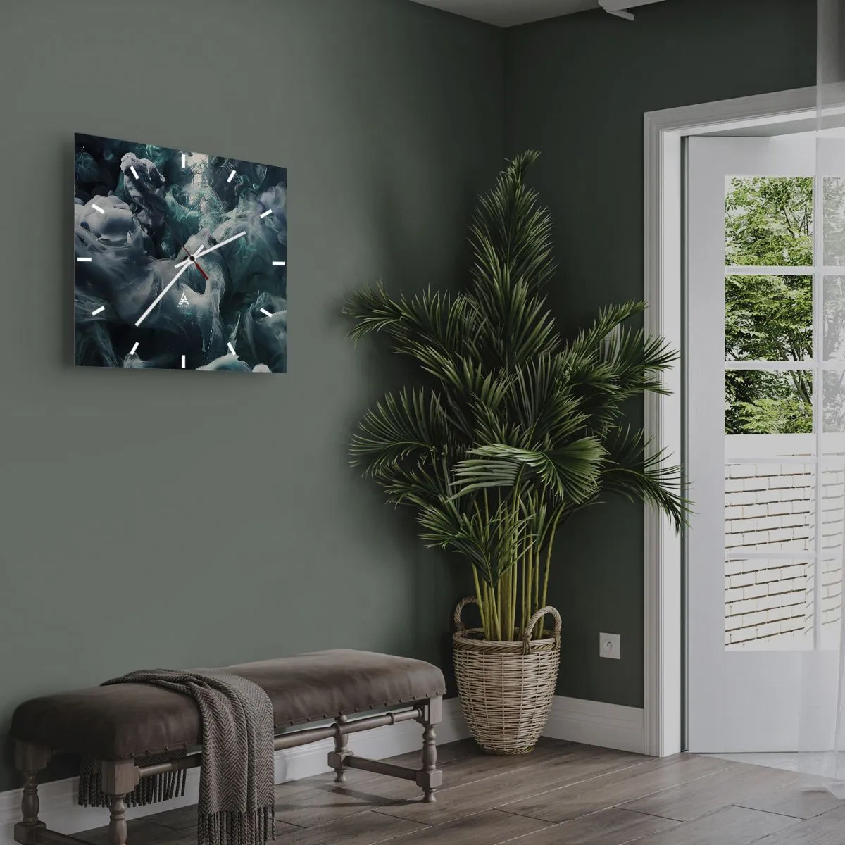 Orologio da parete - Orologio in Vetro - Il movimento dei colori - 40x40 cm