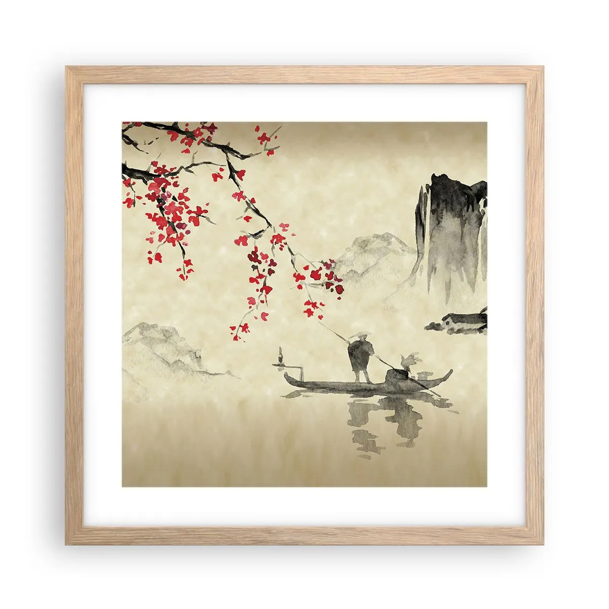 Poster in cornice rovere chiaro - Nel paese dei ciliegi in fiore - 40x40 cm