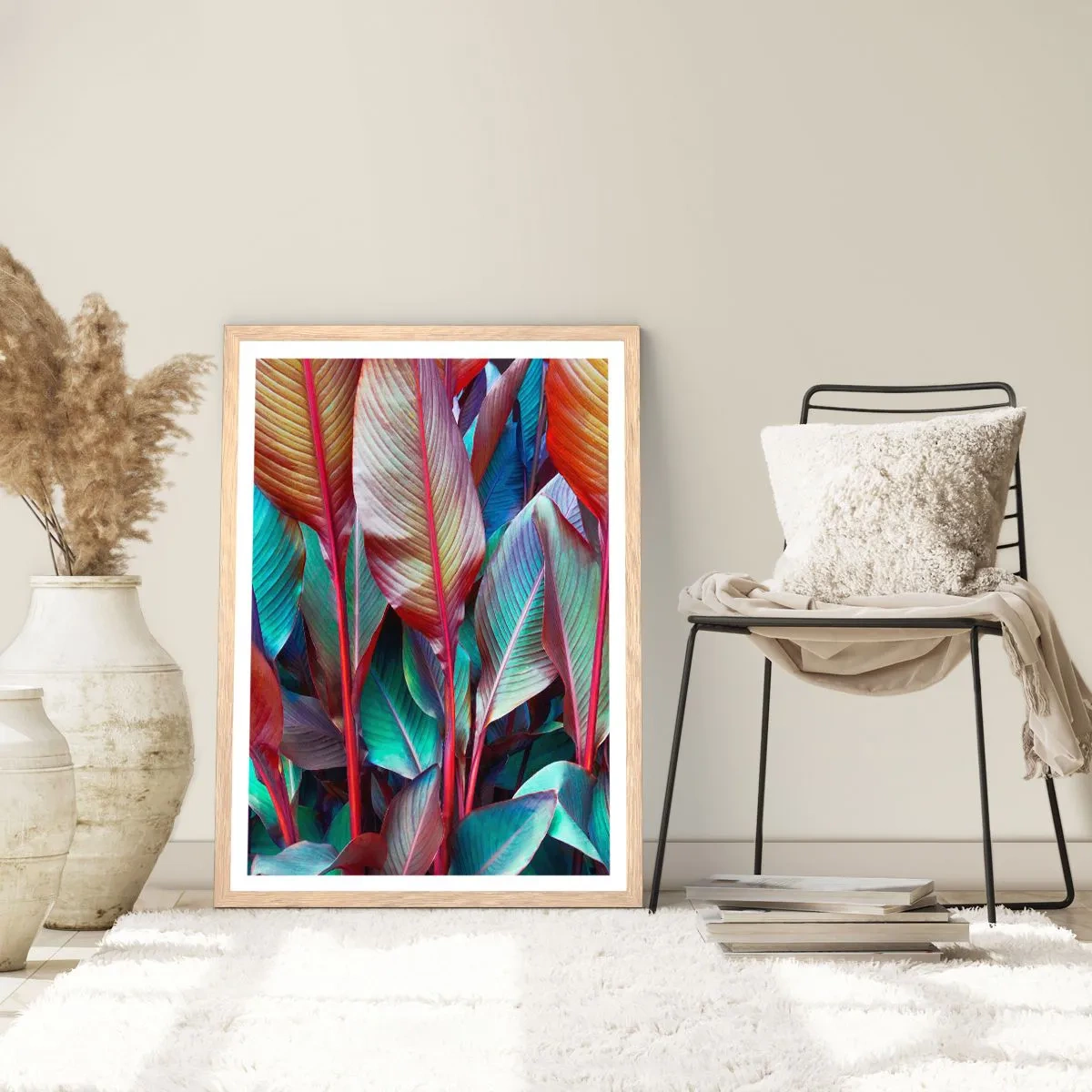 Poster in cornice rovere chiaro - Selva colorata - 40x50 cm