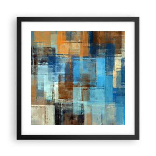 Poster in cornice nera - Attraverso la tenda blu - 40x40 cm
