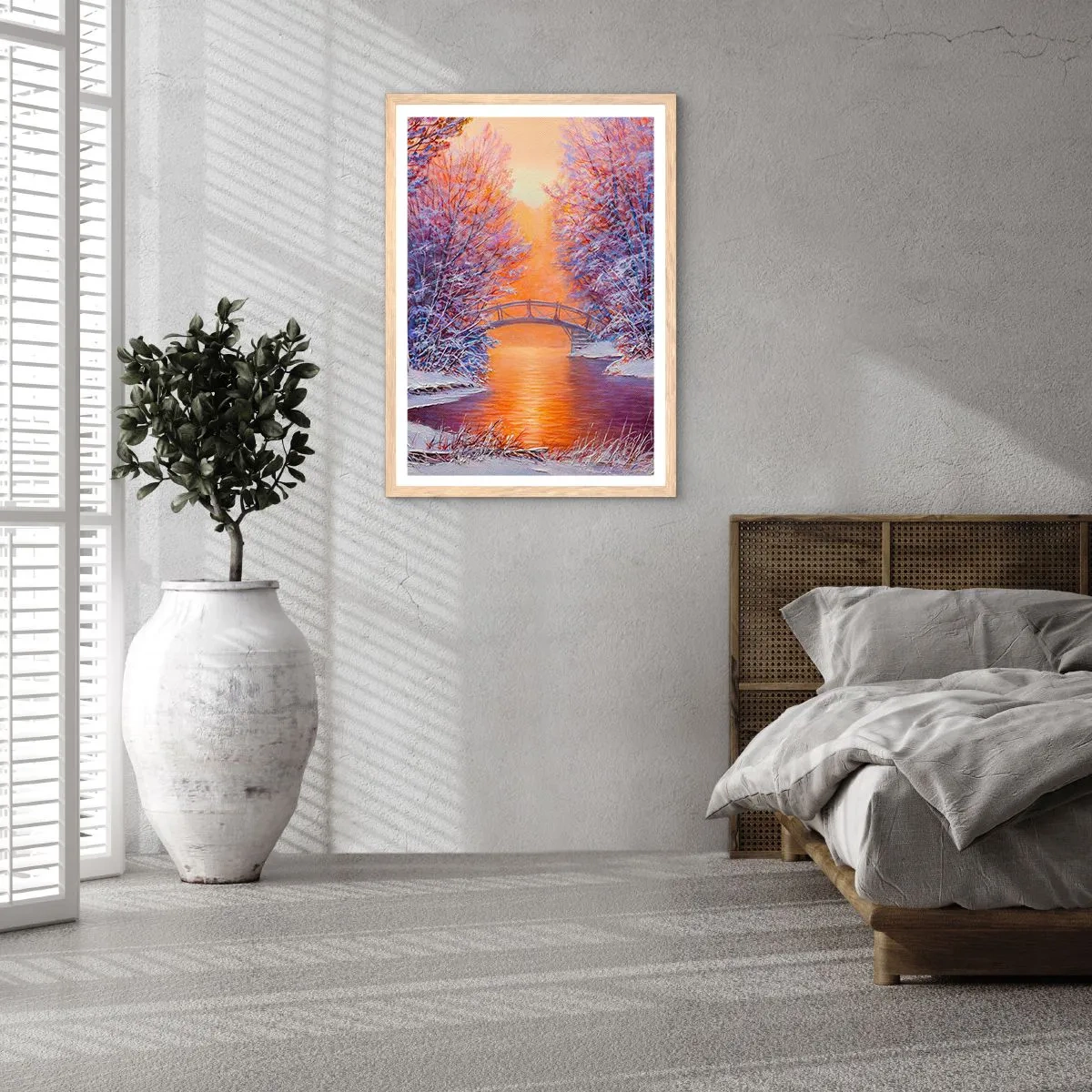 Poster in cornice rovere chiaro - Incontriamoci qui - 70x100 cm